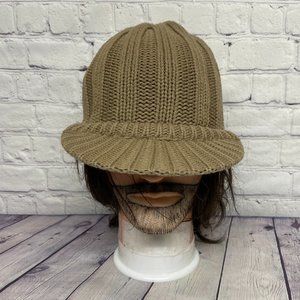 Esprit Accessories Women Beanie with Visor Brown Knit Hat Cap Toque Bill Ladies
